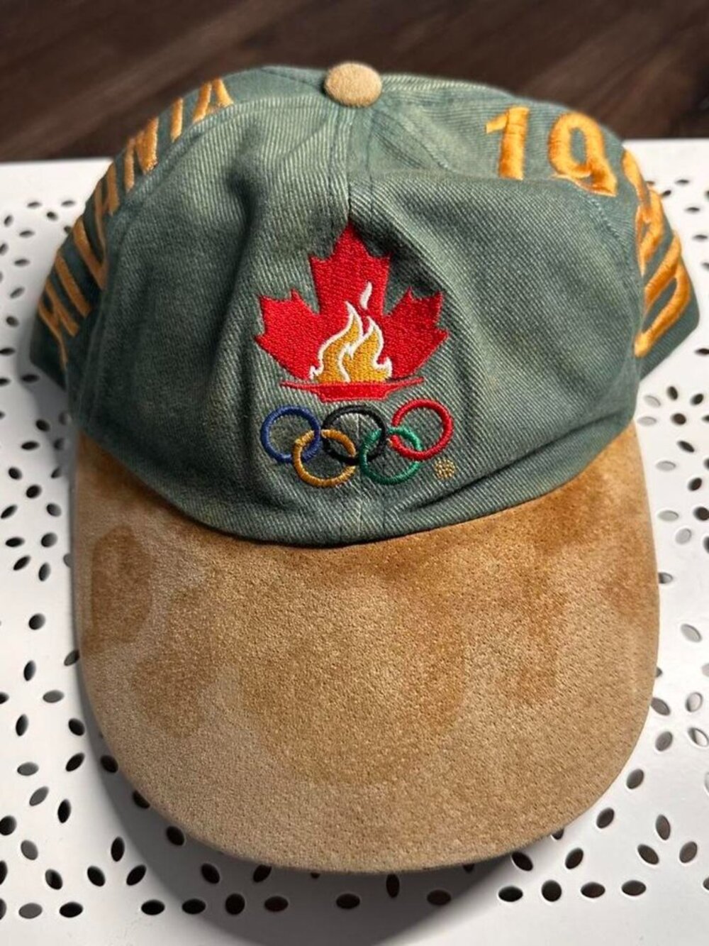 1996 ATLANTA OLYMPICS GREEN SUEDE BASEBALL CAP